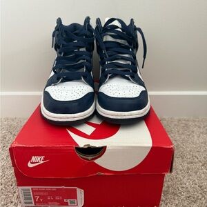 Nike Kids Dunk High Sneakers - Navy and White